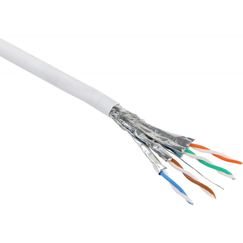 Cablu Cat.6a S/FTP 550MHz LSZH alb rola 500m reactie la foc clasa B2ca